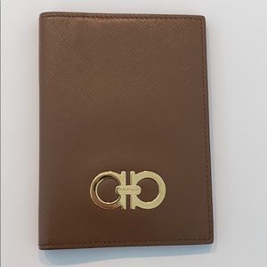 Salvatore Ferragamo Light Brown Passport Holder.